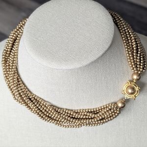 Vintage Carolee Gold Tone Multi Strand Beaded Necklace